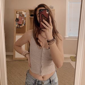 h&m black & white cropped tank top